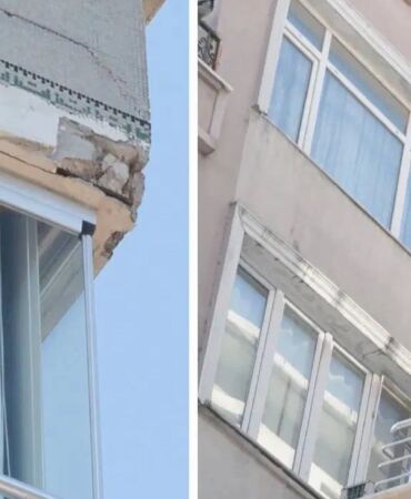 Güngören'de binadan düşen beton parçaları otomobillere zarar verdi