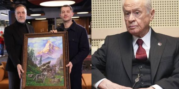 Uraz Kaygılaroğlu’na Bahçeli’den hediye: ‘Bozkurt’ tablosu teslim edildi