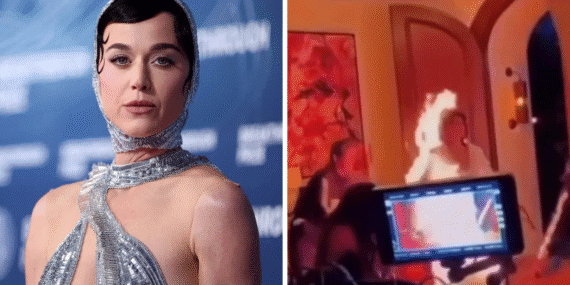 Katy Perry sahnesinde tehlikeli anlar: Alevler arasında kaldı