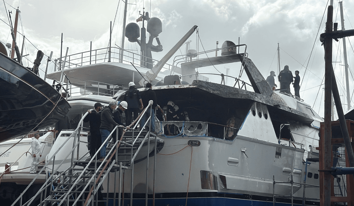 Bodrum tersanesinde yangın Eski kulüp başkanının motoryatı küle dönd