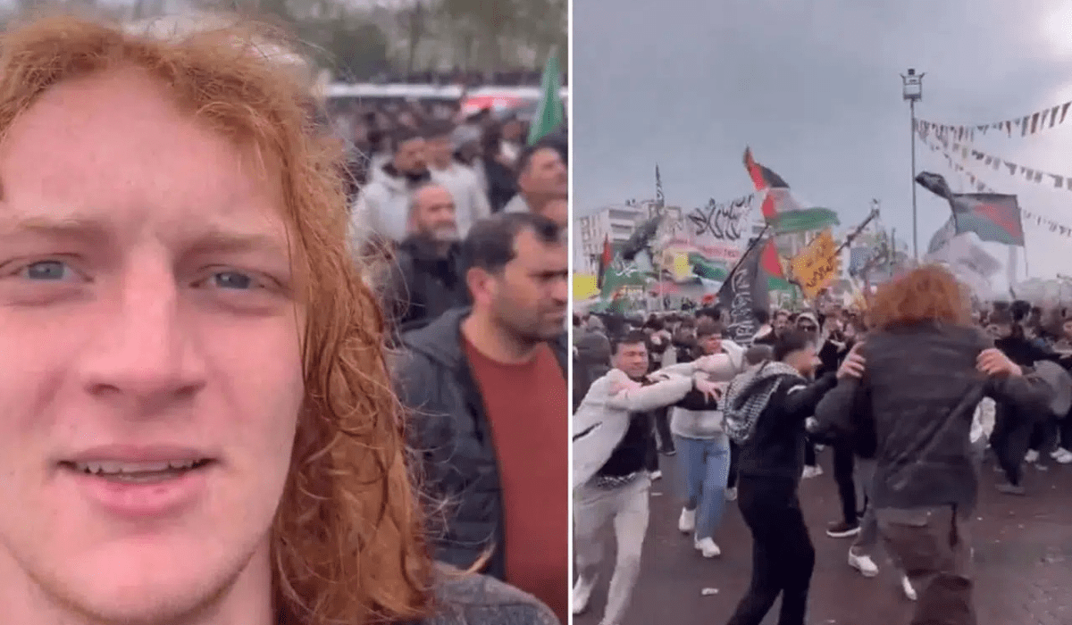 Diyarbakır’da şaşırtan görüntüler ABD karşıtı protestoya katıldığını sonradan fark etti (1)