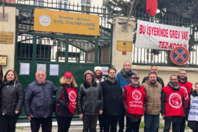 Özel İtalyan lisesi öğretmenleri büyükelçilik önünde 'Herkesi kanunlara sahip çıkmaya davet ediyoruz'