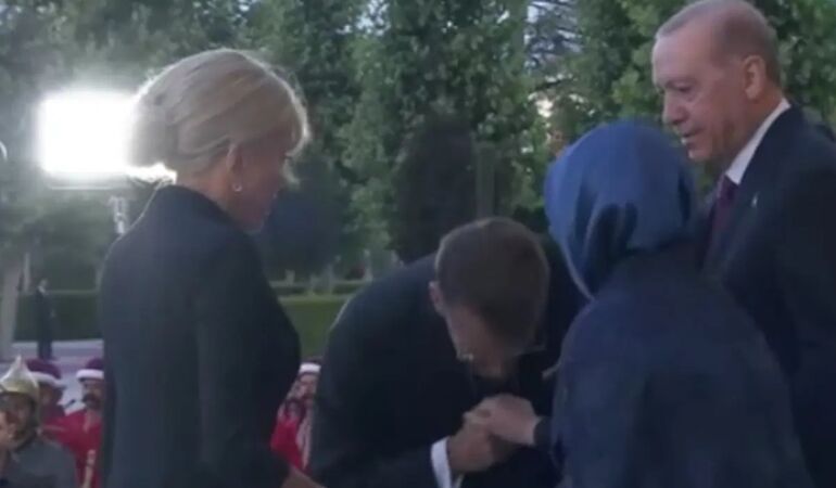 Emine Erdoğan ile Macron arasında dikkat çeken an: Karşılama görüntüleri gündem oldu