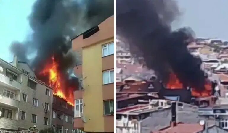 İstanbul’da korkutan yangın Gaziosmanpaşa’da alevler apartmana sıçradı