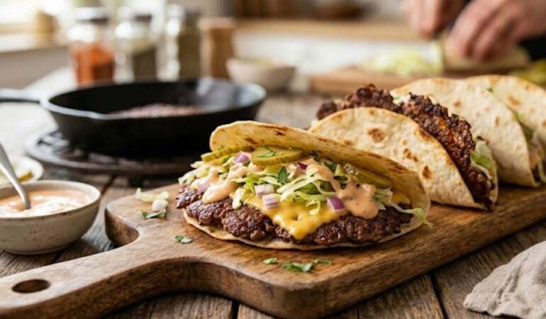 Burger ve taco tek tavada buluştu: Son günlerin popüler lezzeti Smash Burger Taco